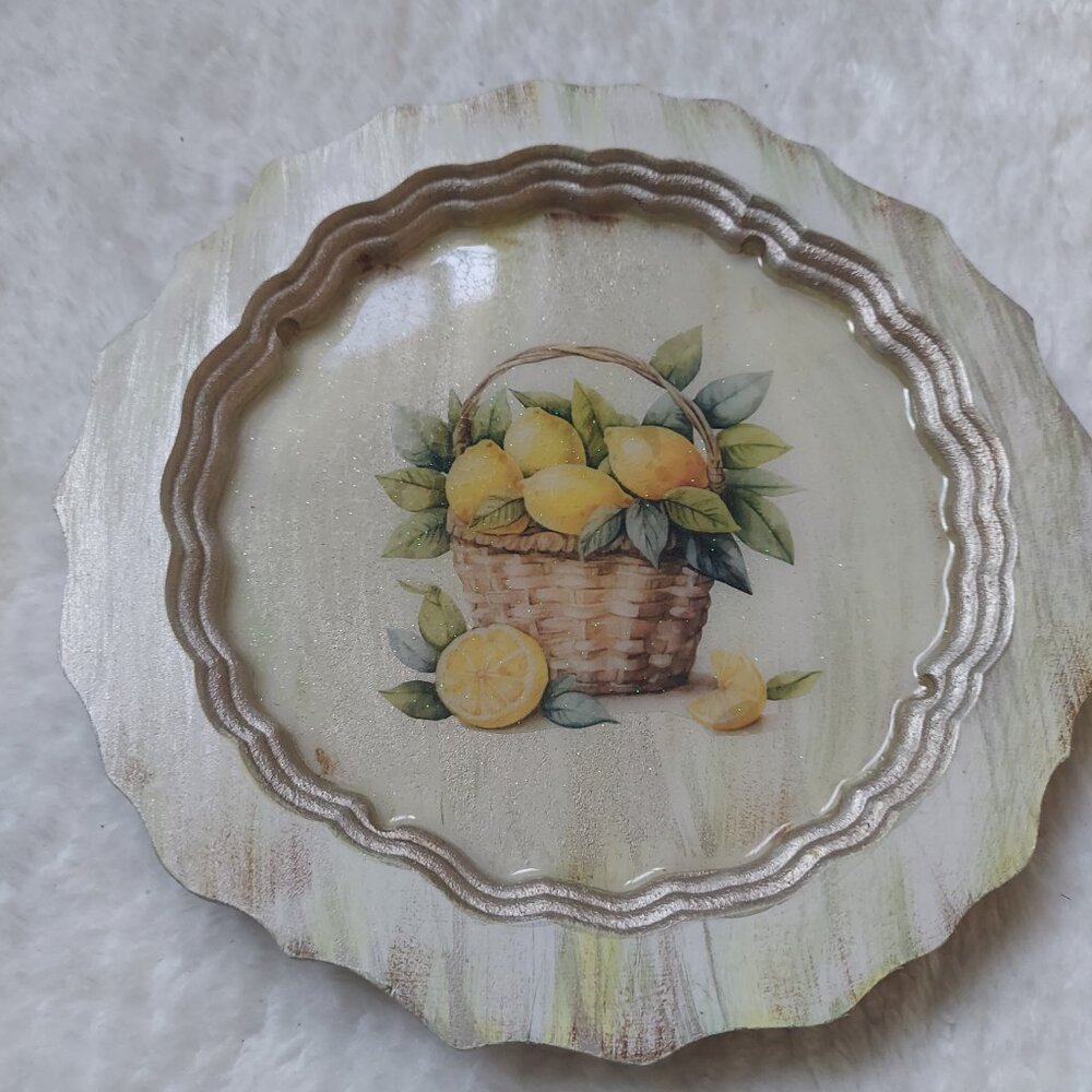Handmade Lemon Basket Decorative Serving Tray Platter - Picture 2 of 5